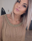 Robe Sharon bi-matière beige