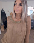 Robe Sharon bi-matière beige