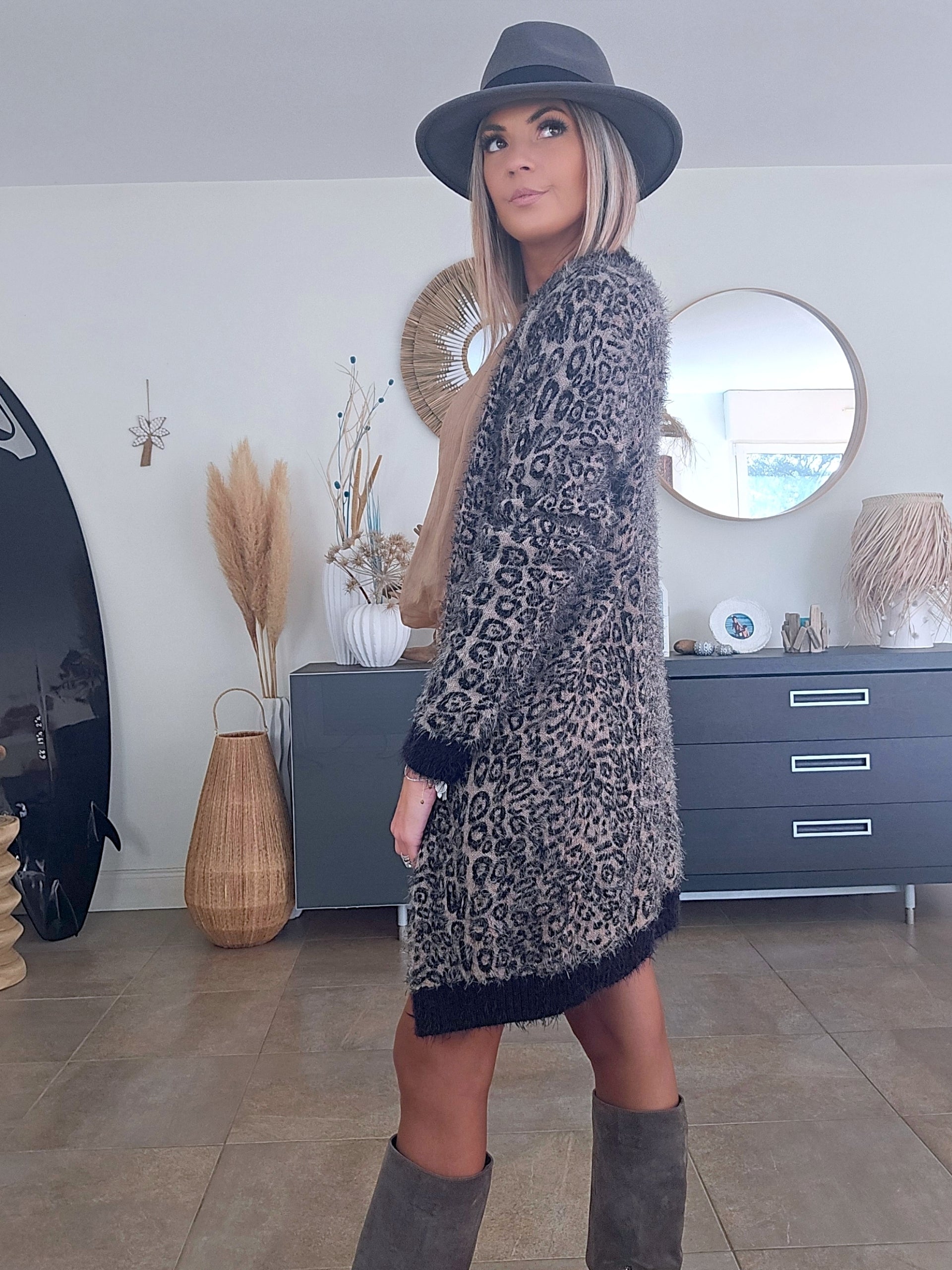 Gilet pilou à imprimé léopard