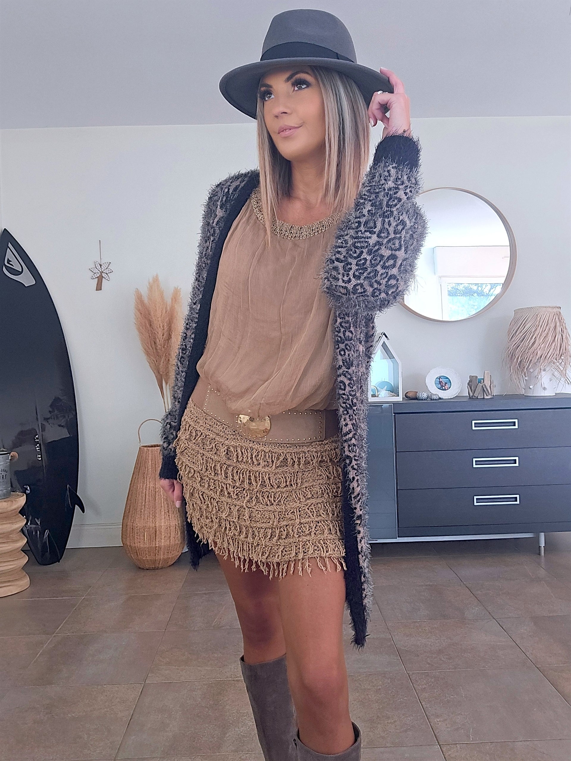 Gilet pilou à imprimé léopard