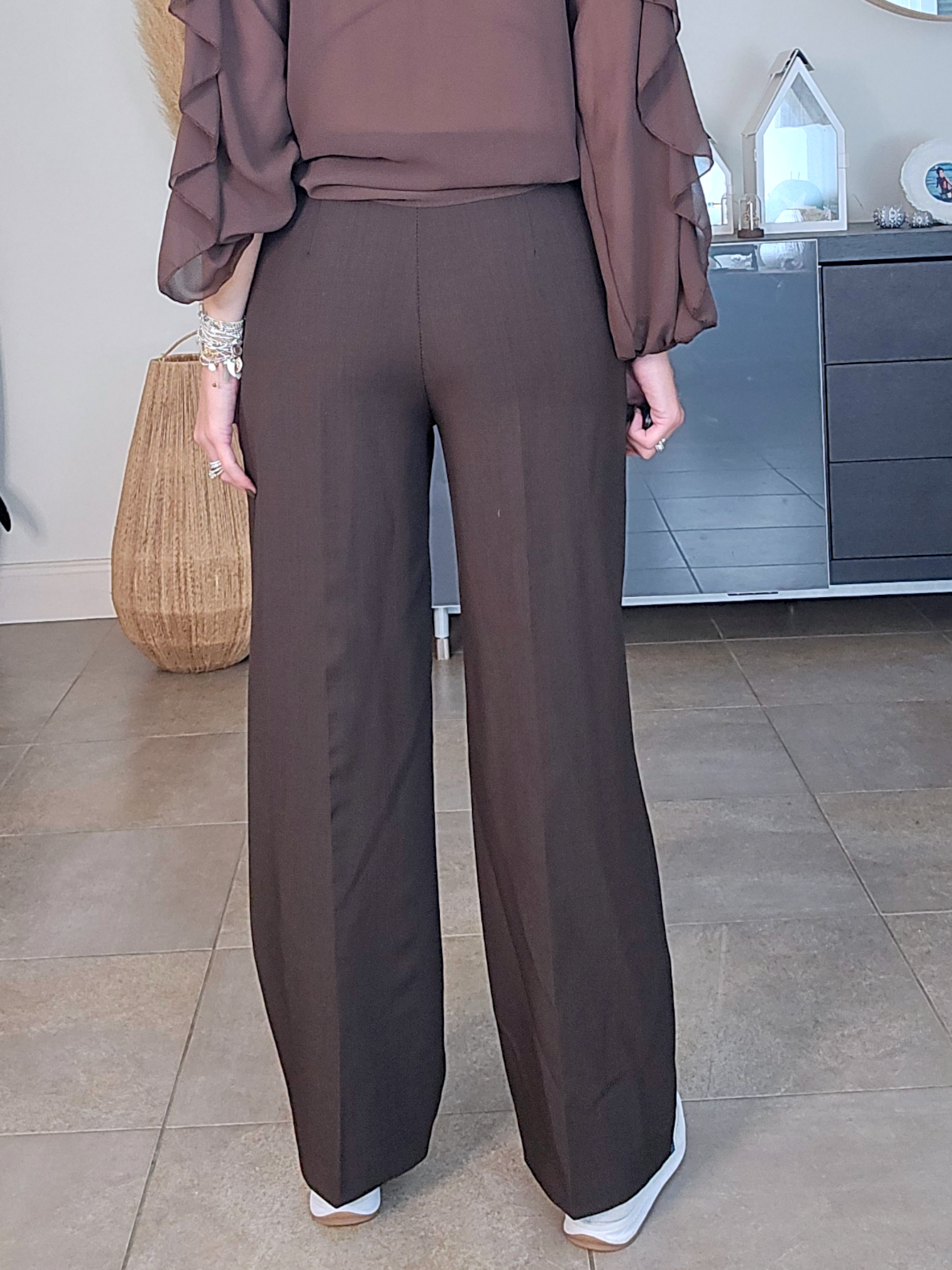 Pantalon marron à jambes larges