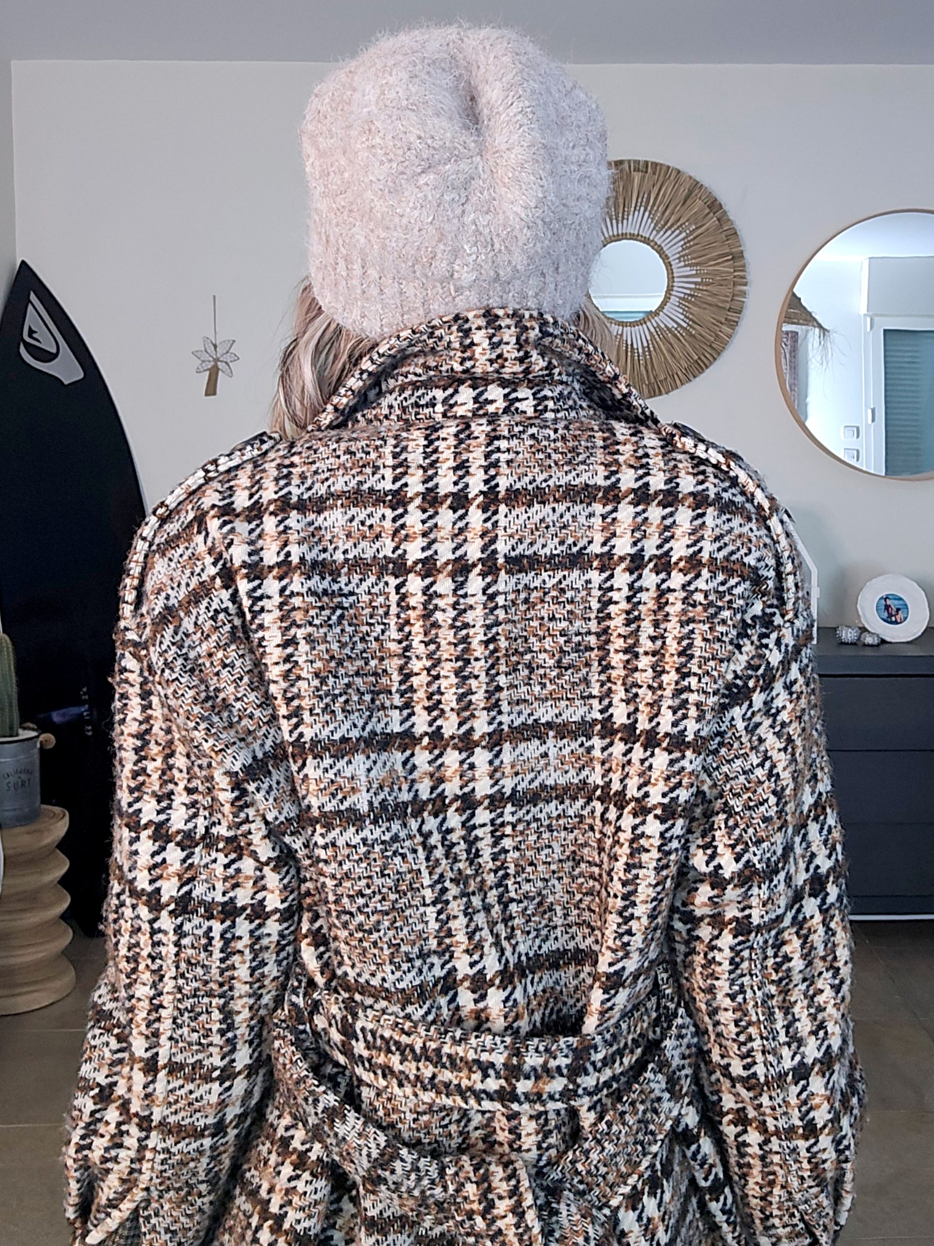 Veste Surchemise tweed à carreaux.