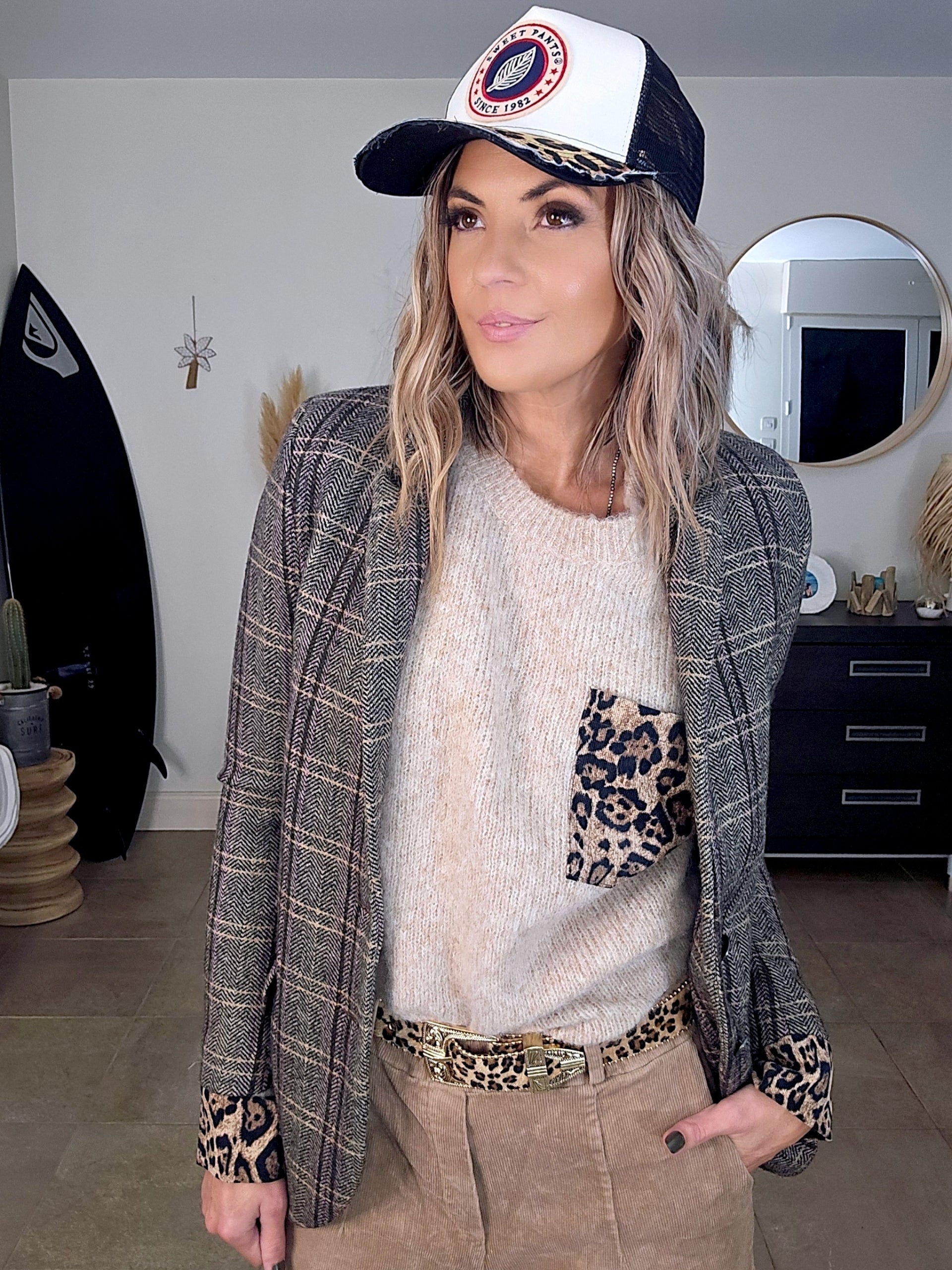 Pull beige à maille chaude