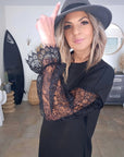 Robe noire sweat et dentelle