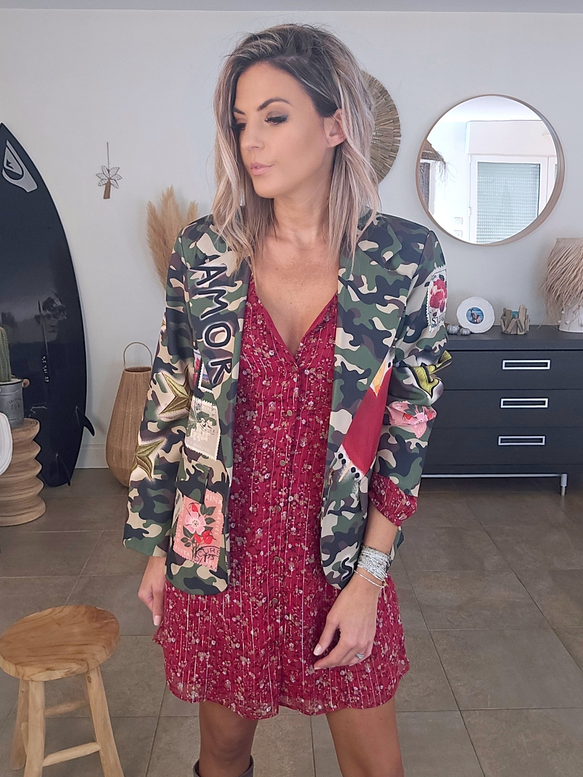 Blazer camouflage à inscriptions - 𝐌𝐚𝐫𝐢𝐧𝐚𝟒𝟒𝐟𝐚𝐦𝐢𝐥𝐲