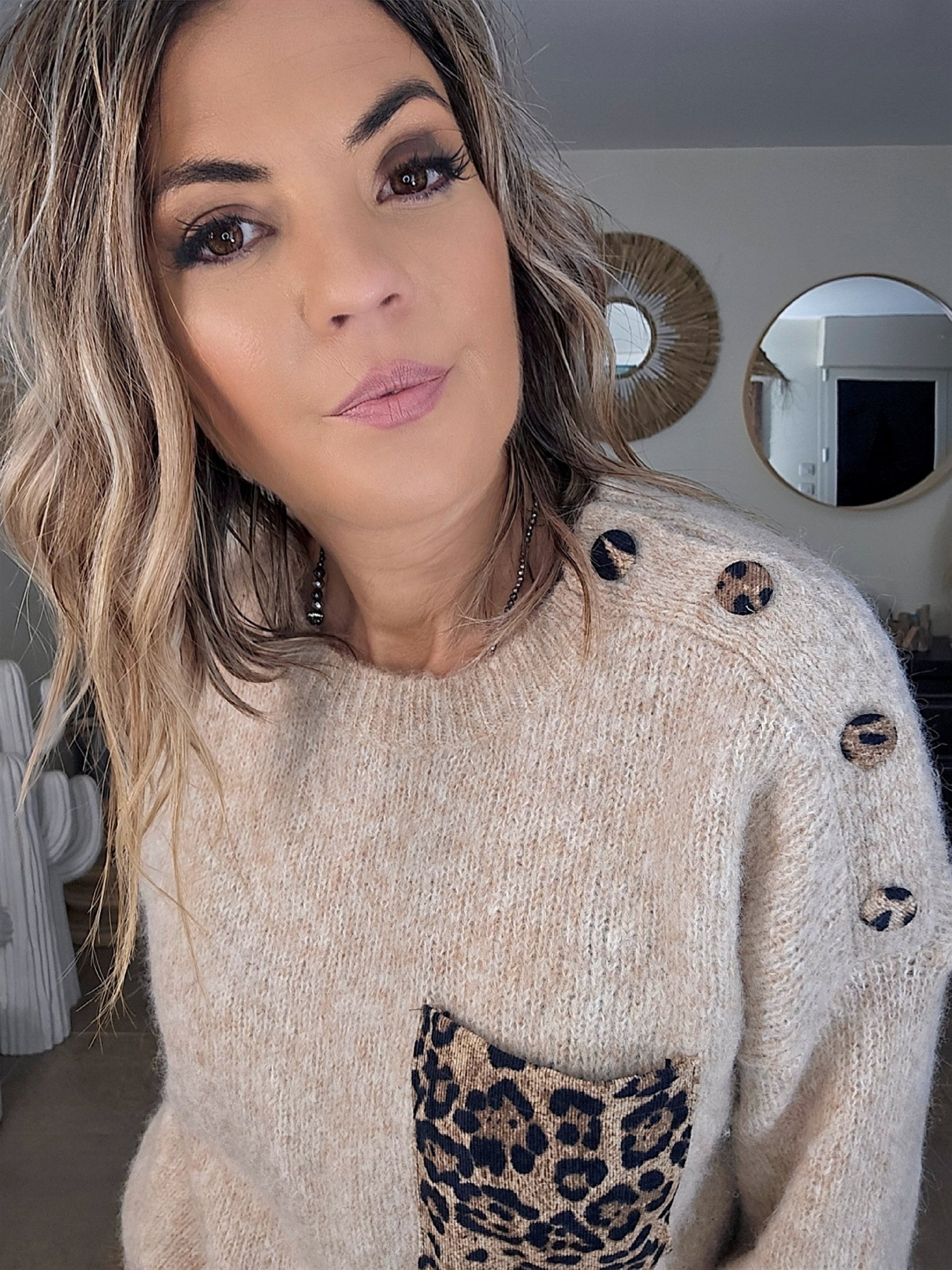 Pull beige à maille chaude