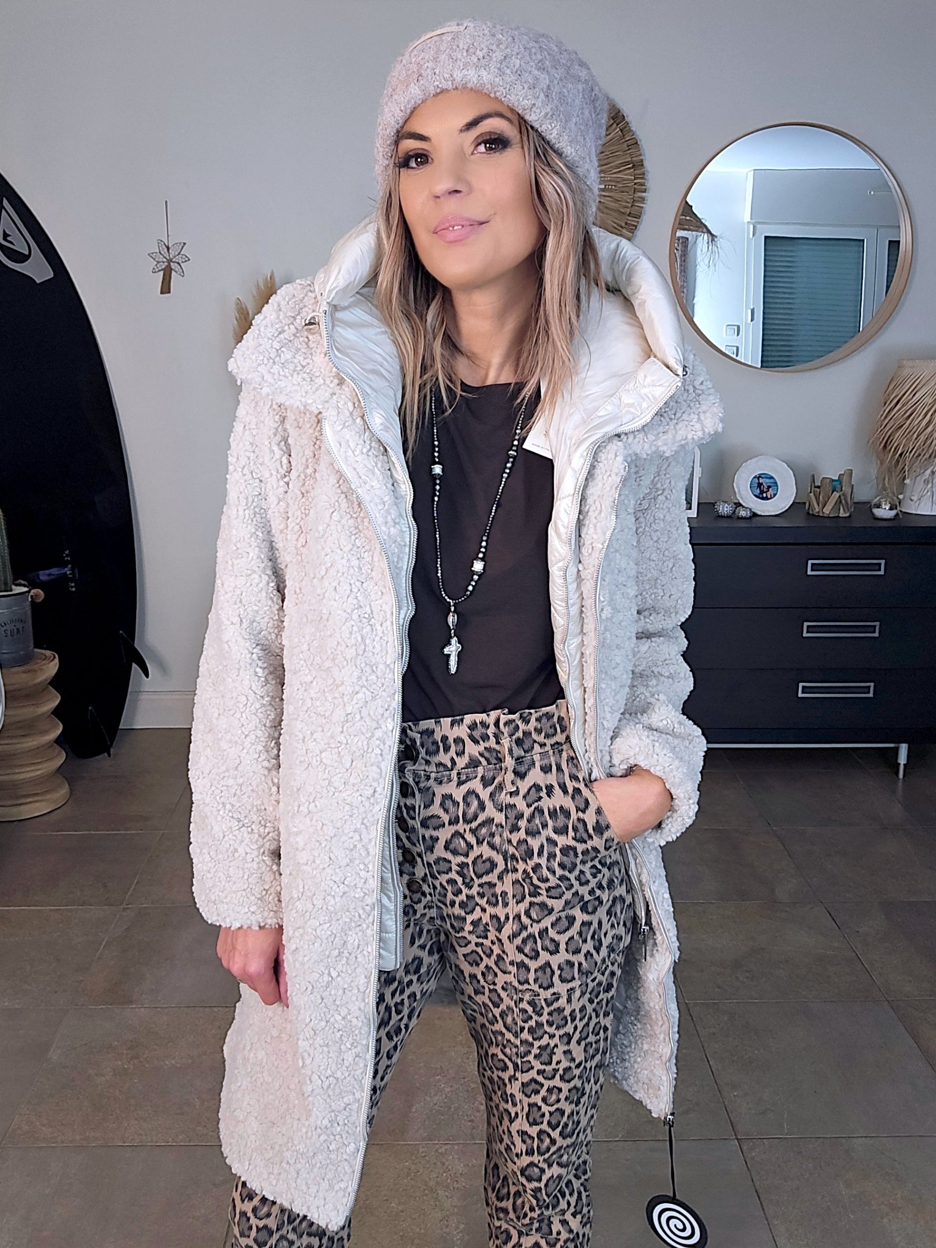 Manteau bouclette beige