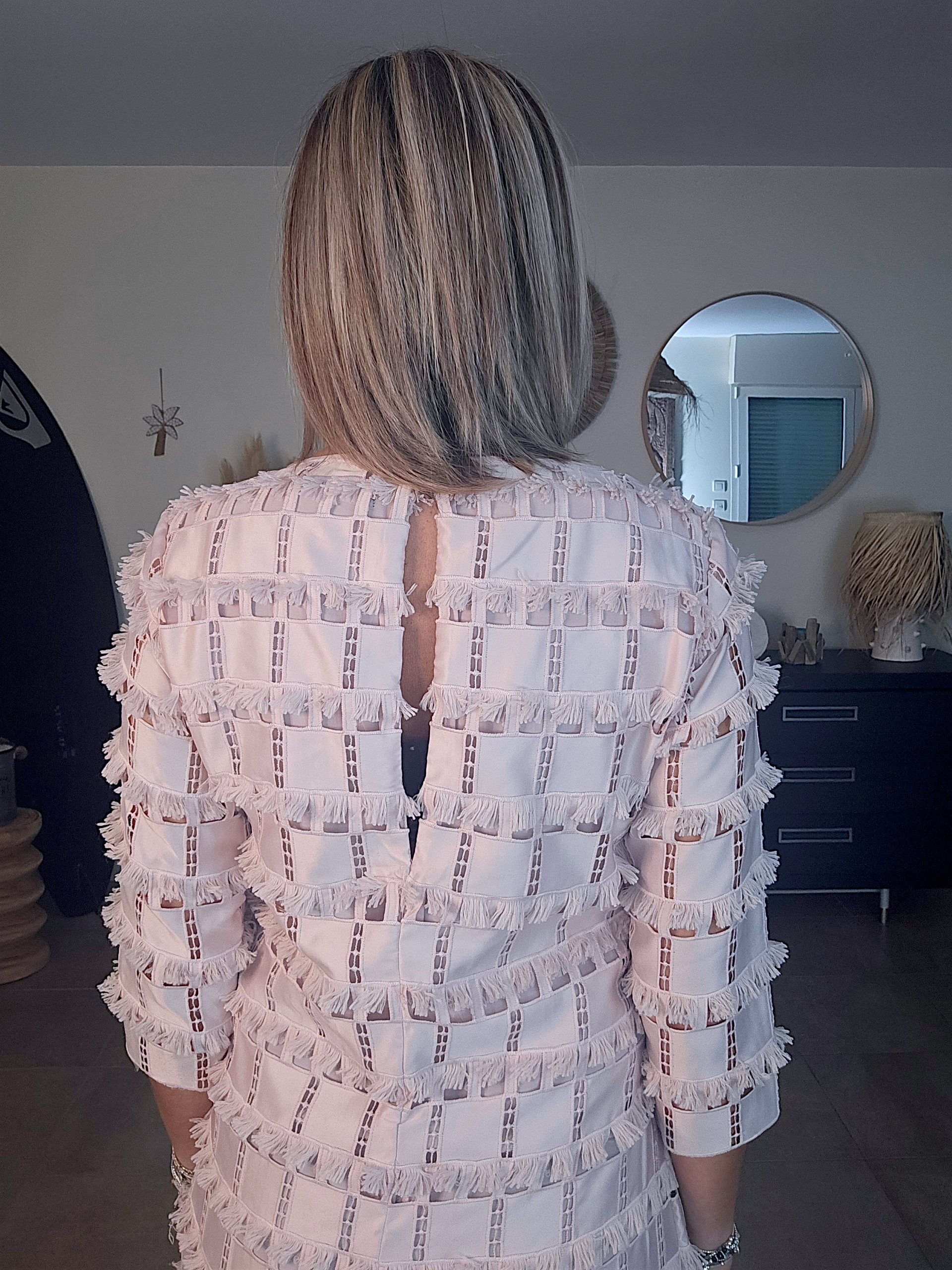 Robe rose plumetis