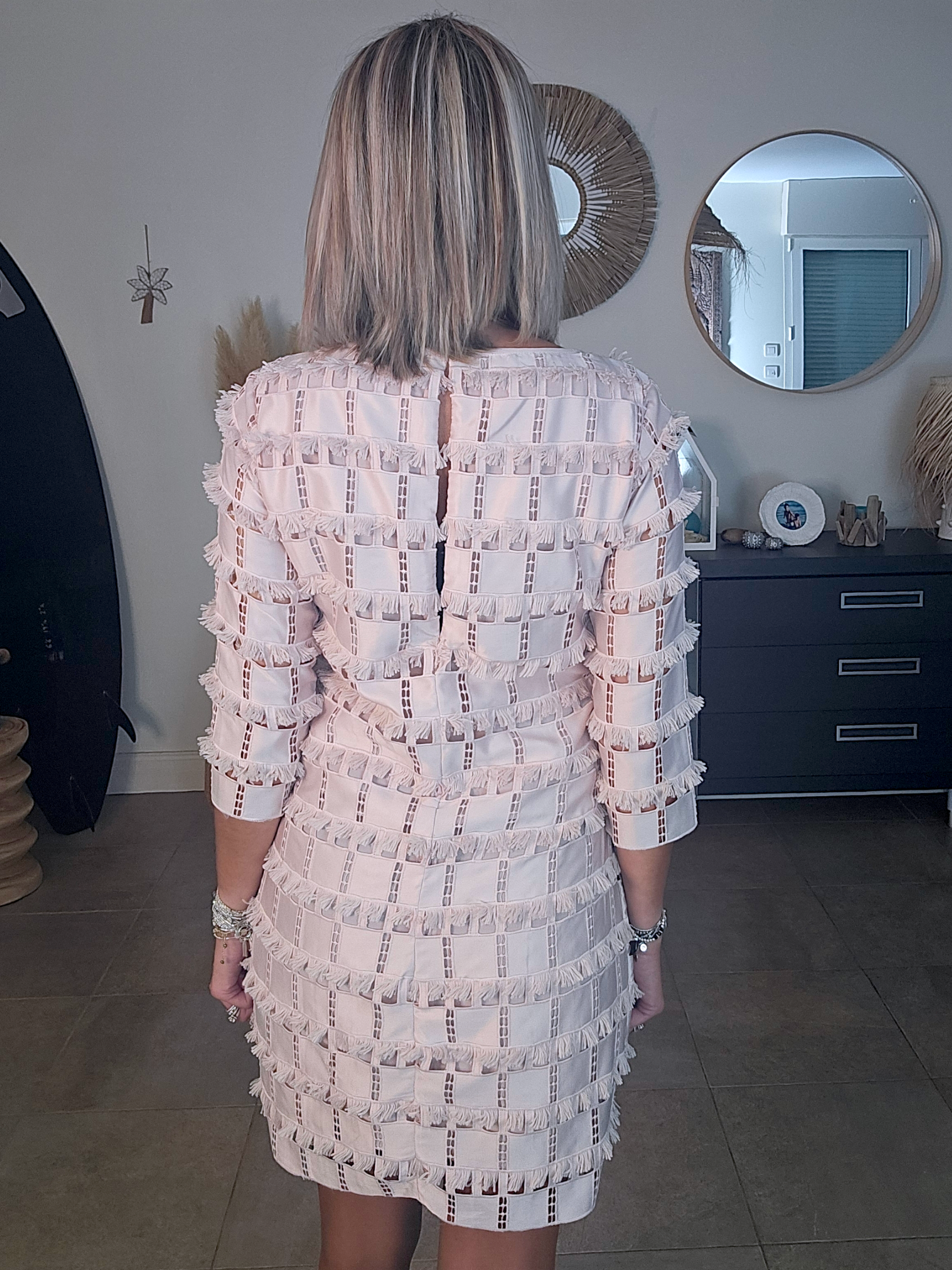 Robe rose plumetis