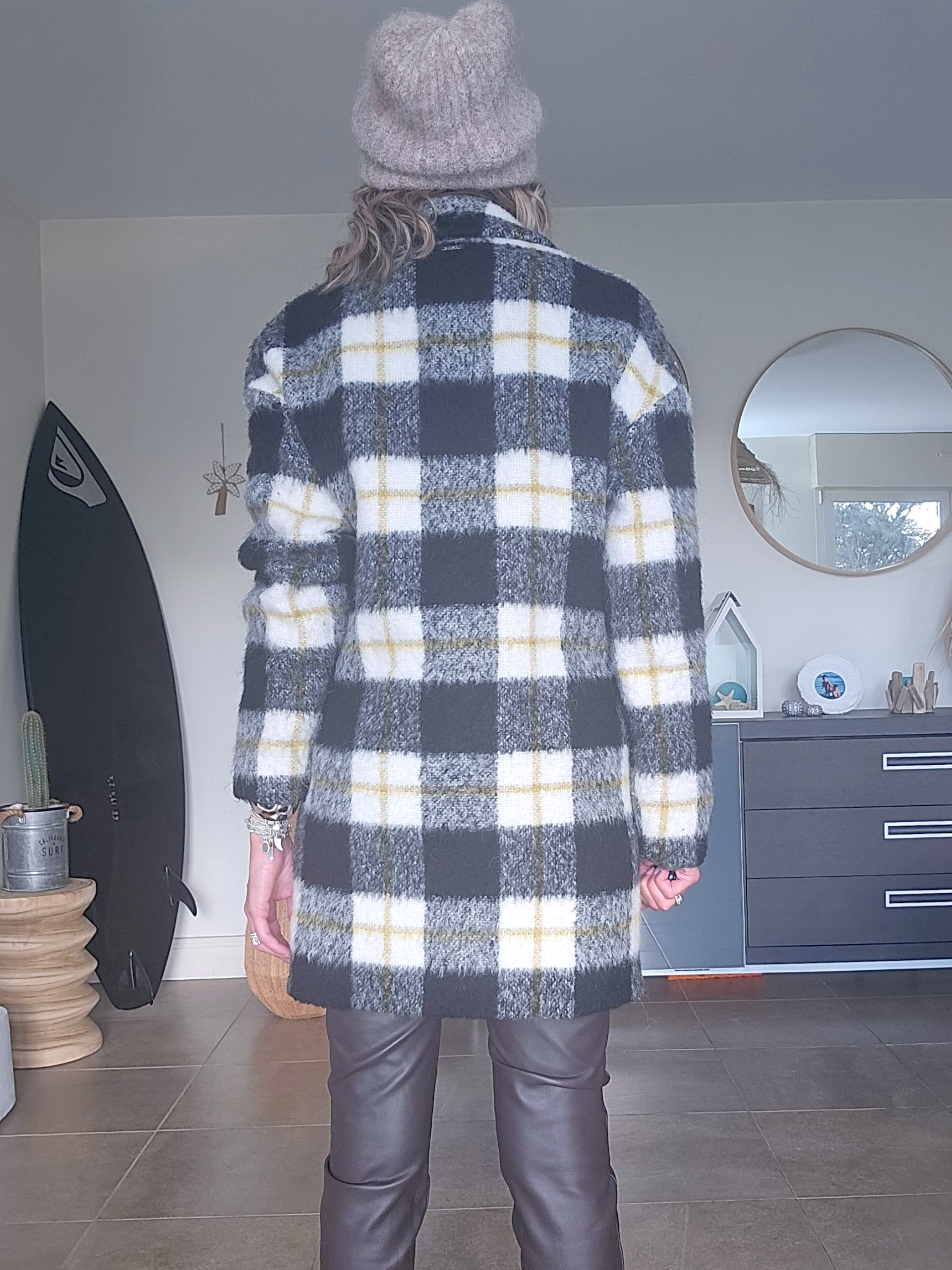 Manteau chaud à carreaux