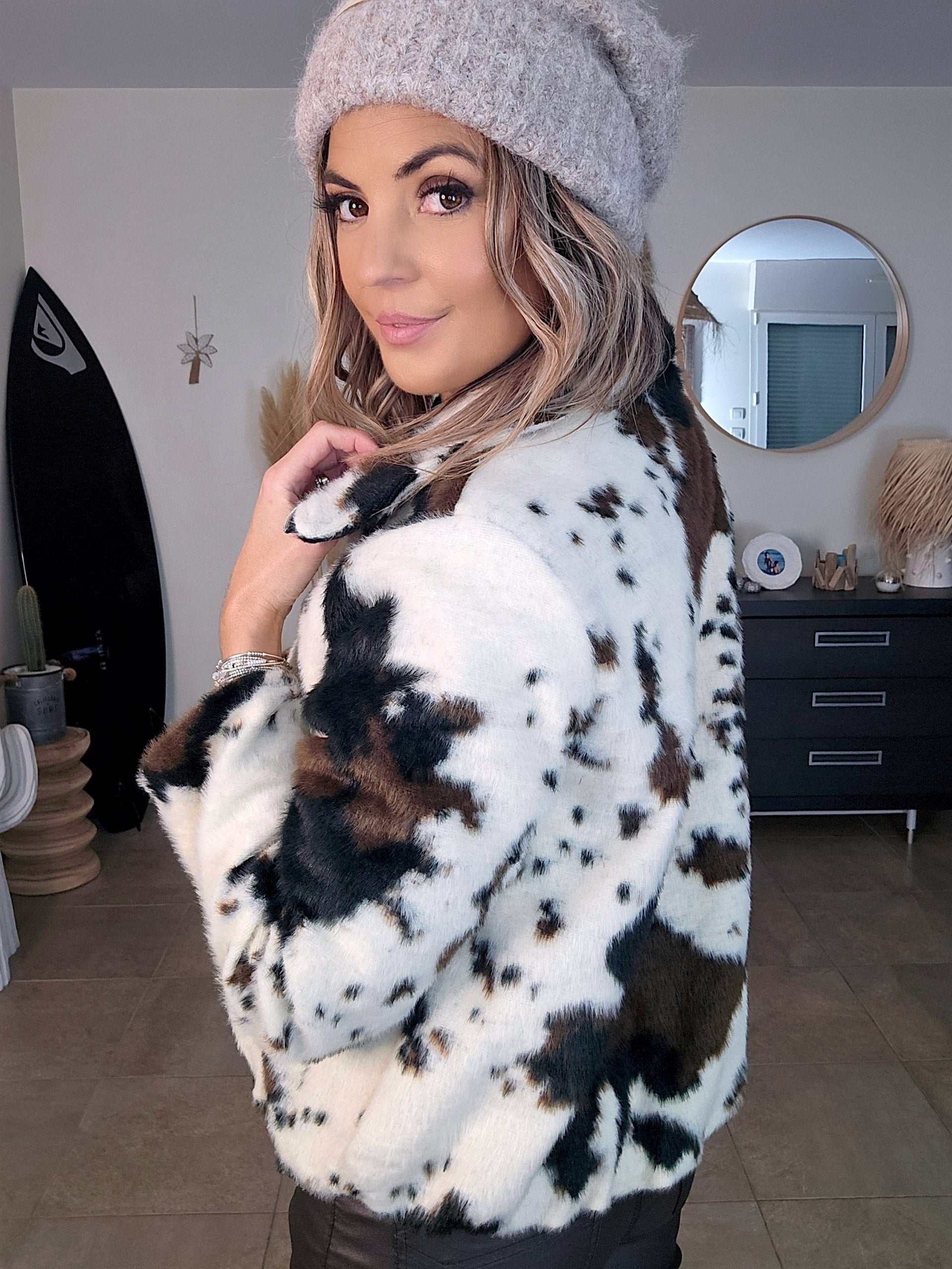 Bomber poilu à imprimé animal