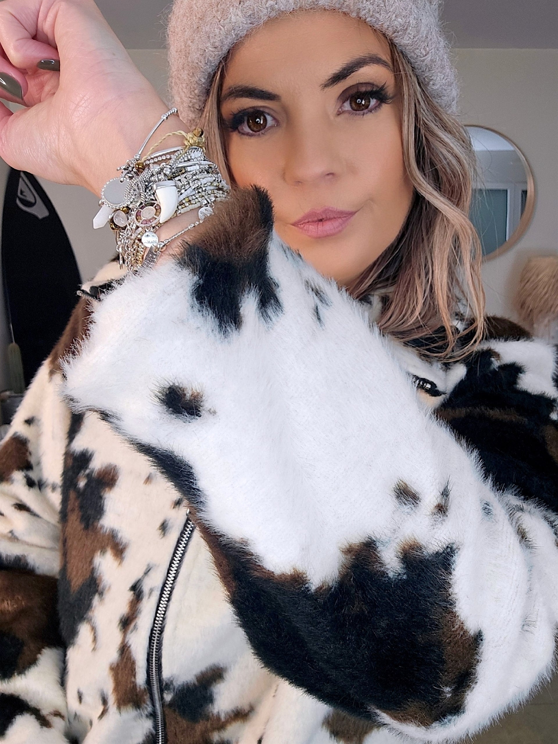 Bomber poilu à imprimé animal