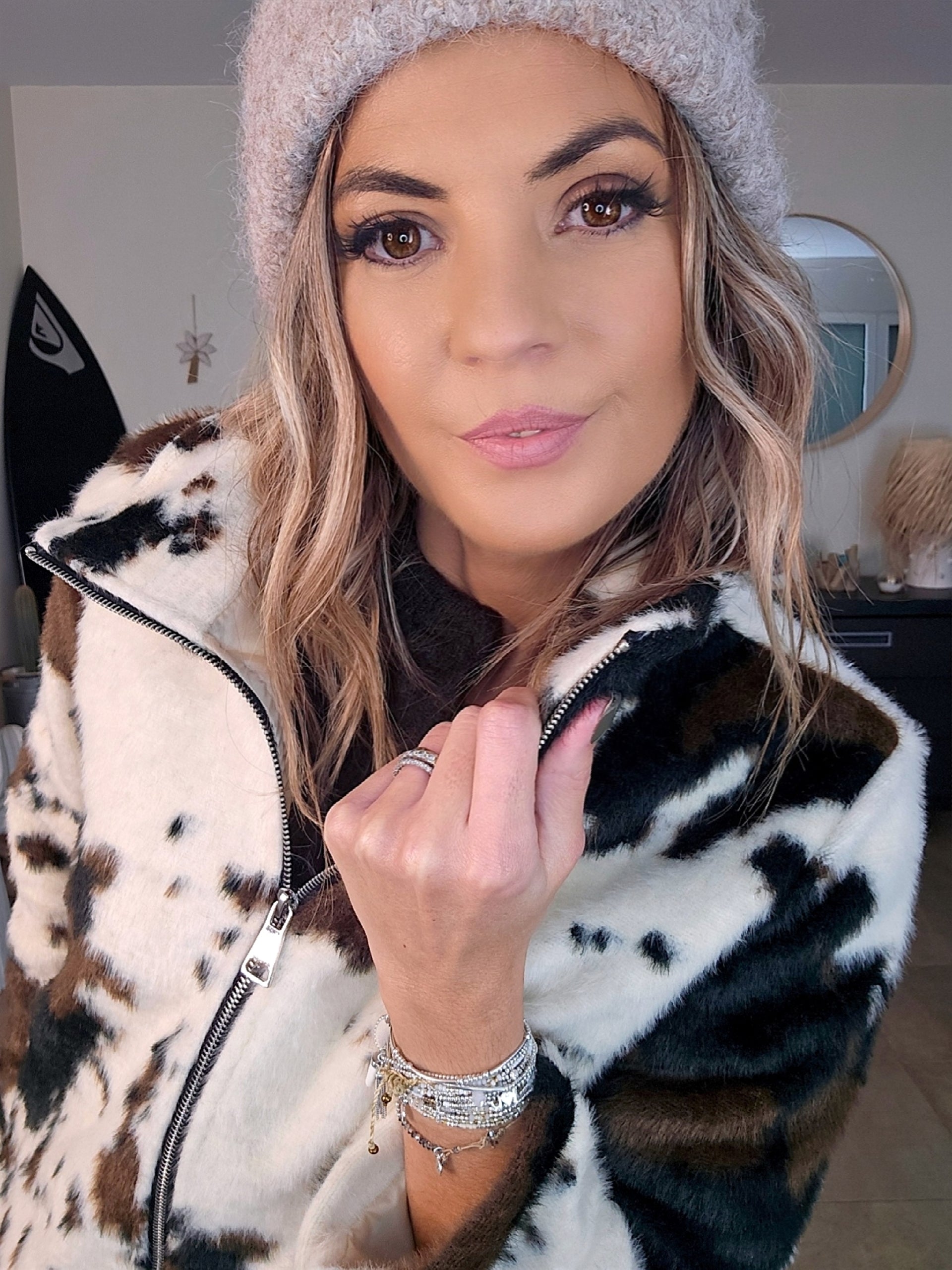 Bomber poilu à imprimé animal