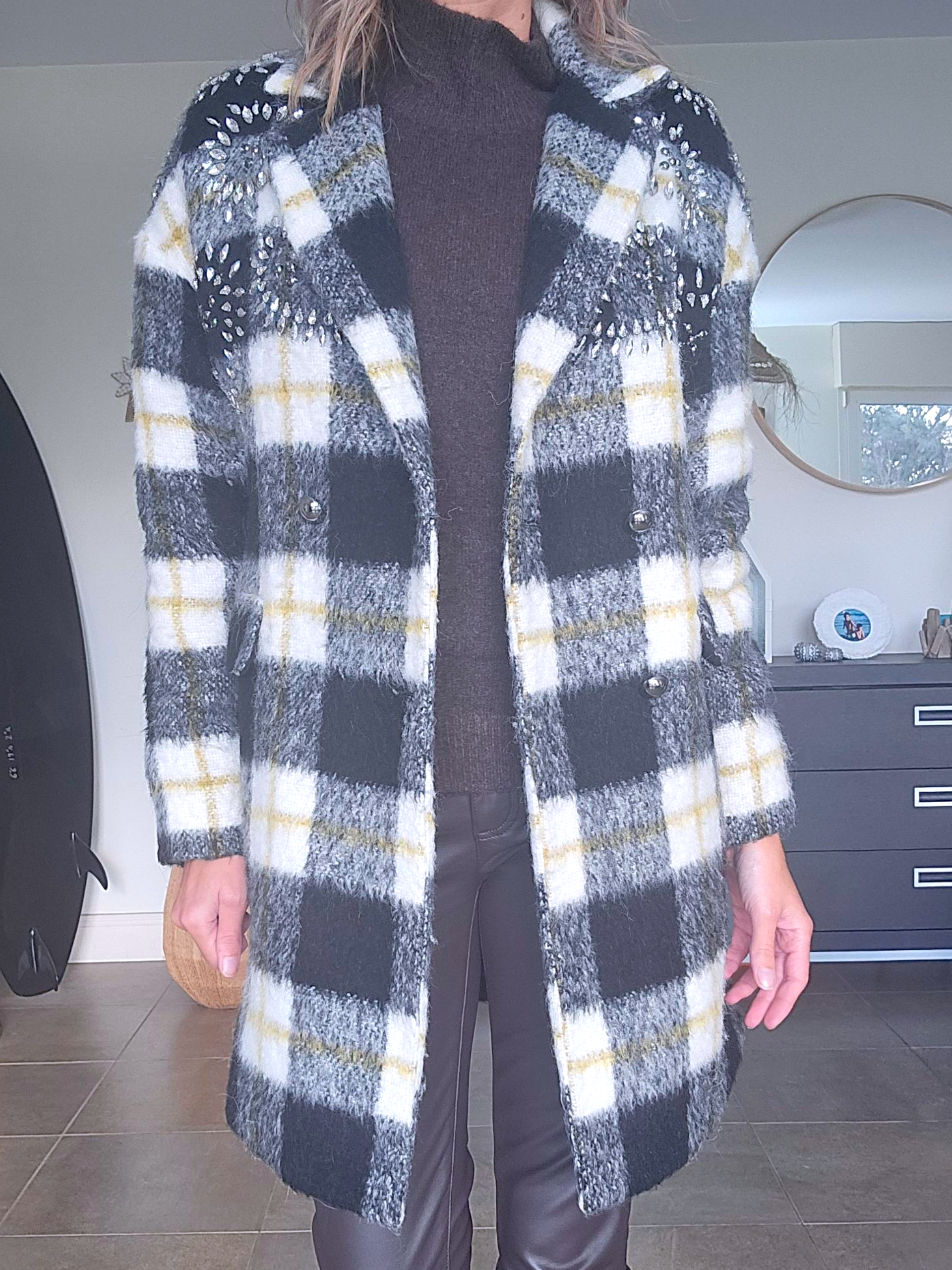 Manteau chaud à carreaux