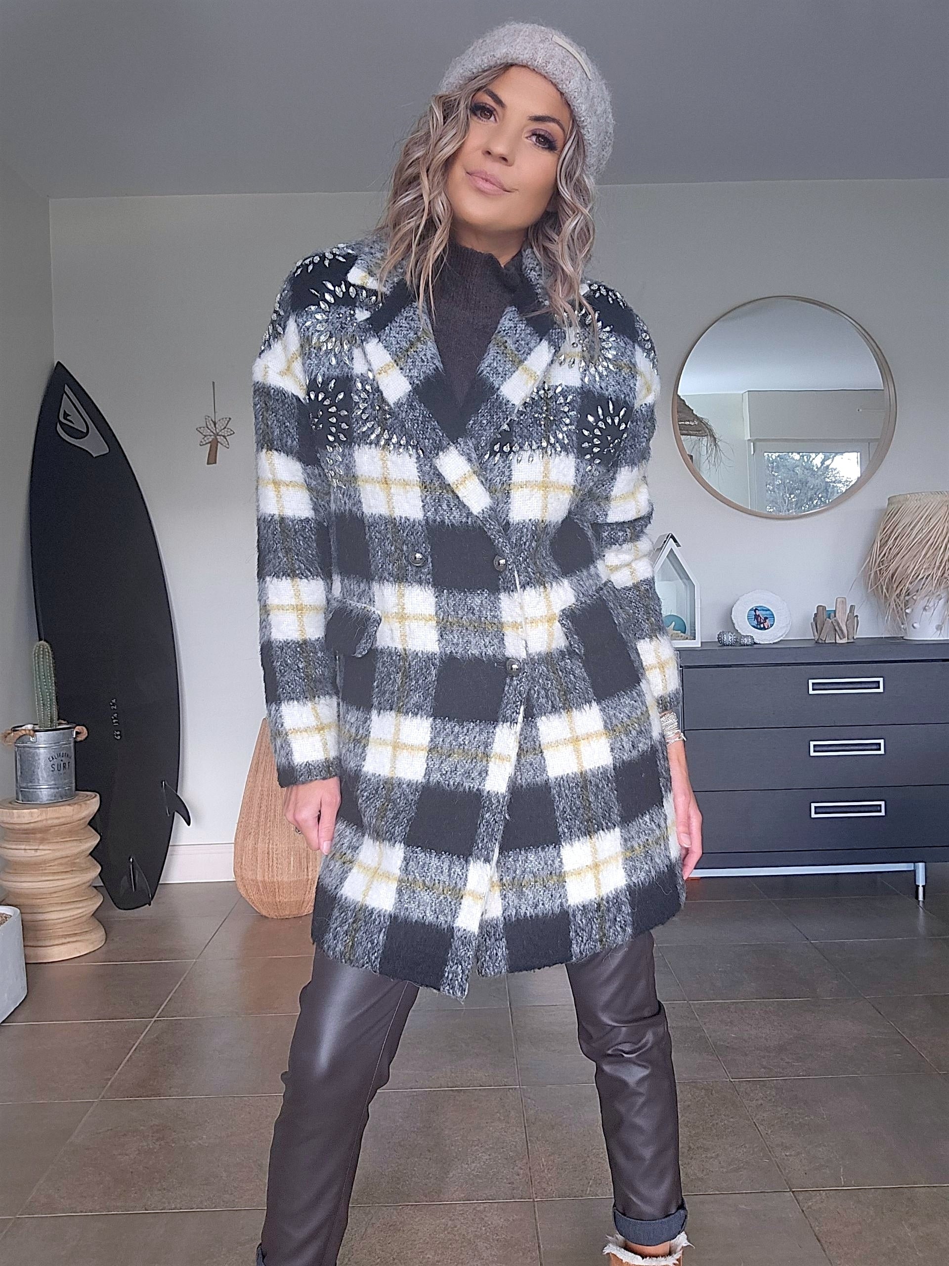 Manteau chaud à carreaux