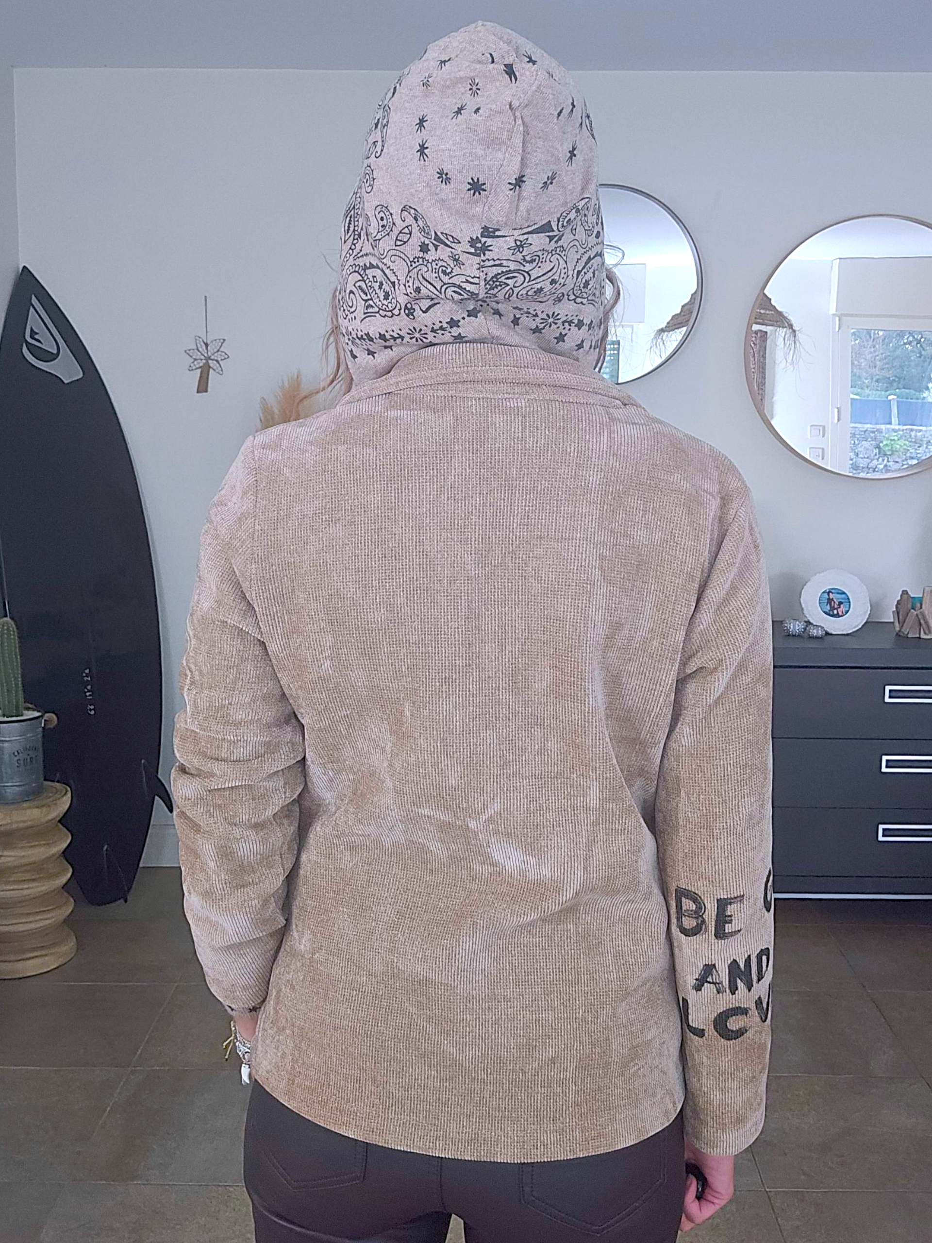 Veste velours ras tags