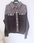 Cardigan marron imprimé léopard