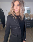 Manteau noir à clous mi-saison - 𝐌𝐚𝐫𝐢𝐧𝐚𝟒𝟒𝐟𝐚𝐦𝐢𝐥𝐲