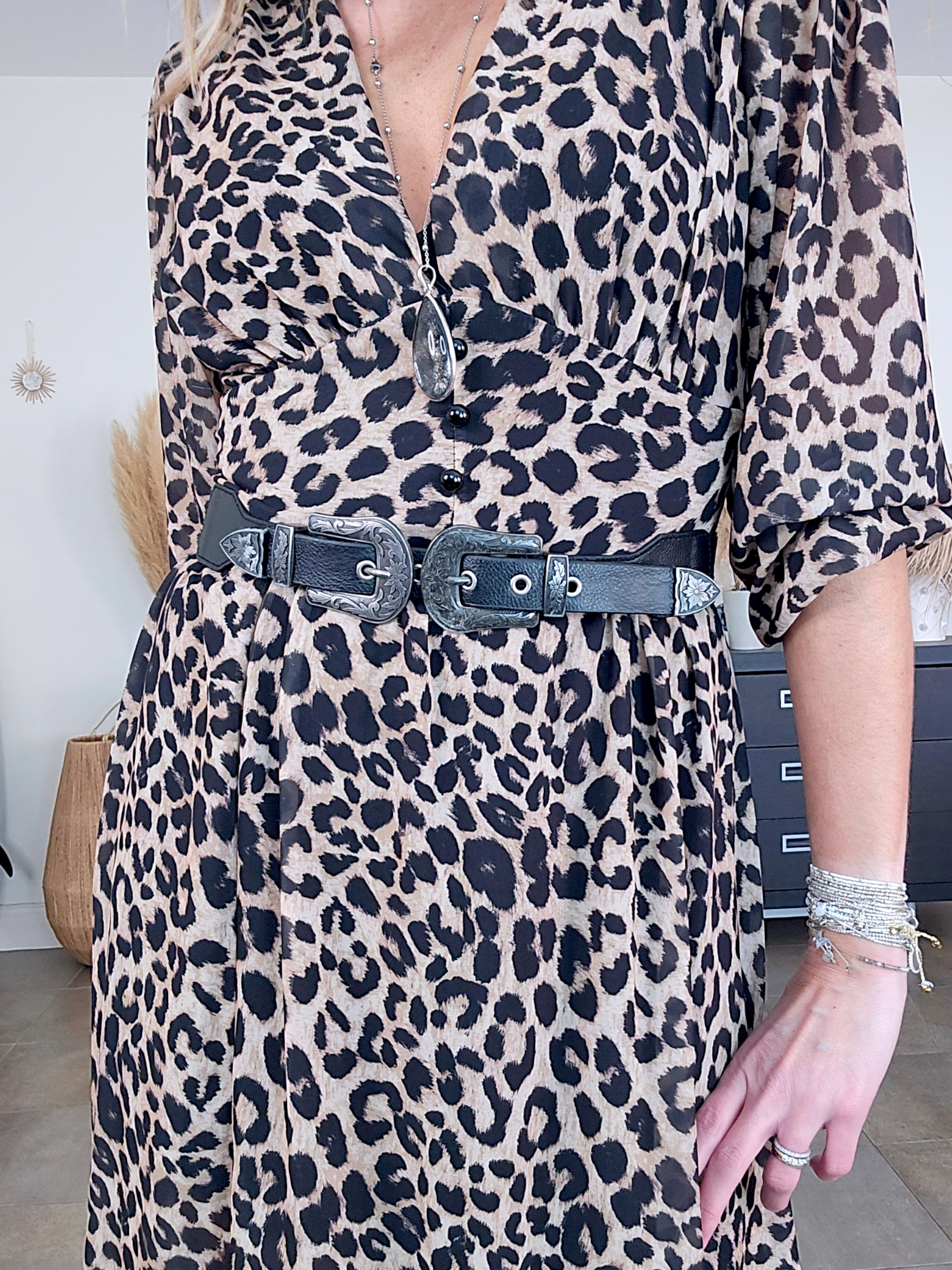 Robe 7/8è  imprimé léopard - 𝐌𝐚𝐫𝐢𝐧𝐚𝟒𝟒𝐟𝐚𝐦𝐢𝐥𝐲