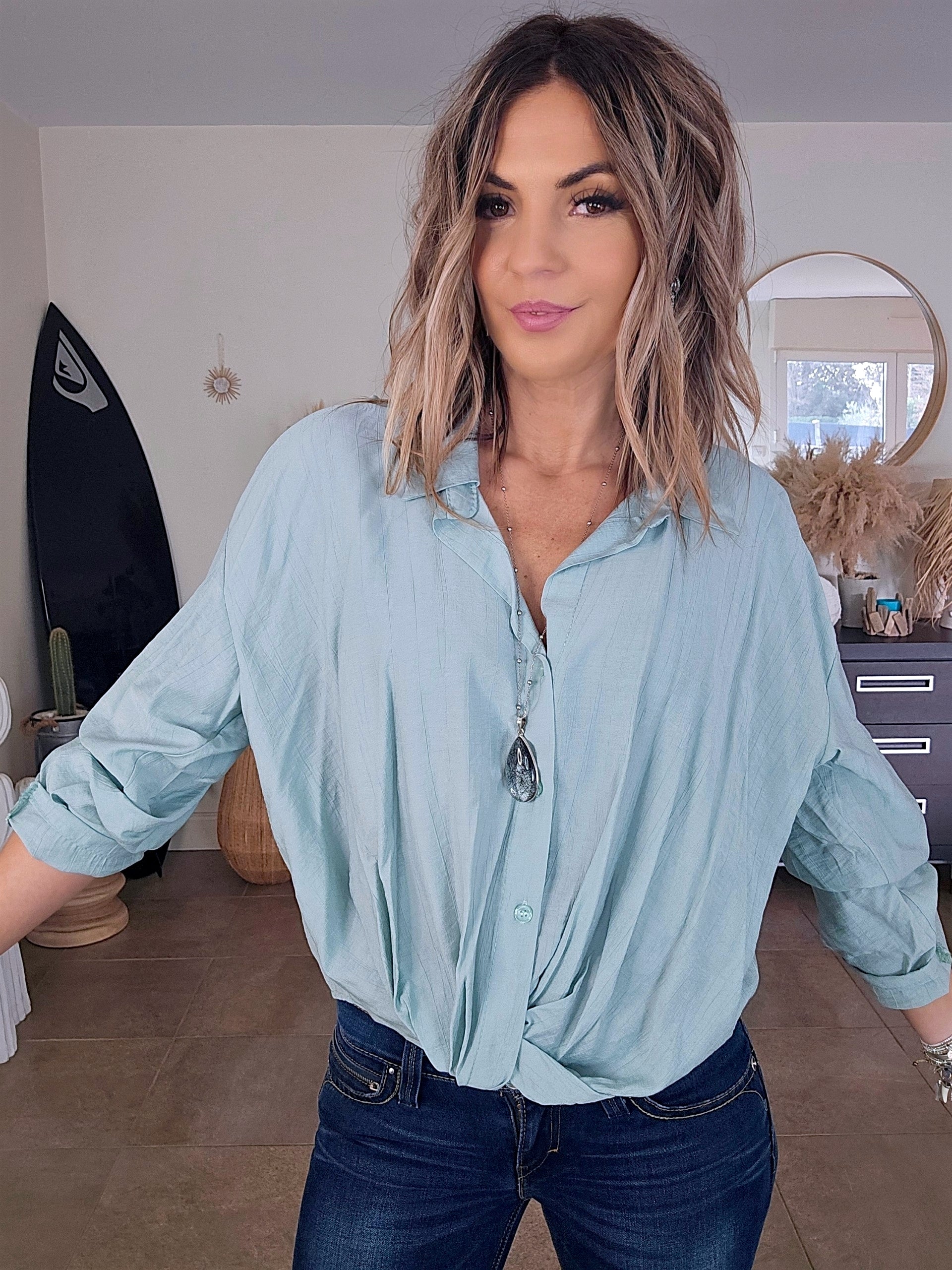 Chemise souple vert d'eau - 𝐌𝐚𝐫𝐢𝐧𝐚𝟒𝟒𝐟𝐚𝐦𝐢𝐥𝐲