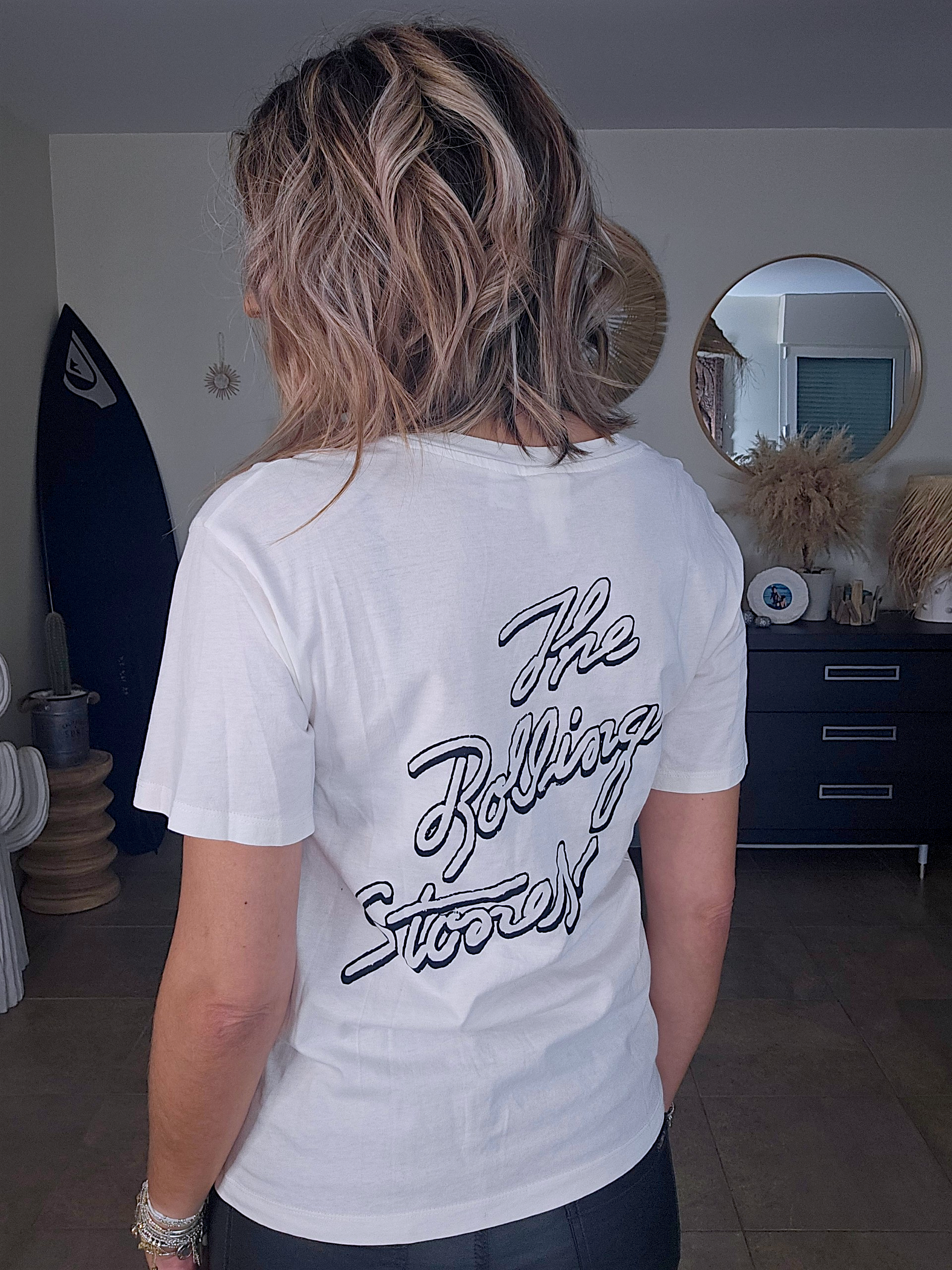 Tee-shirt blanc Rolling Stone - 𝐌𝐚𝐫𝐢𝐧𝐚𝟒𝟒𝐟𝐚𝐦𝐢𝐥𝐲