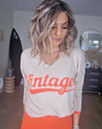 Pull beige vintage orange fluo - 𝐌𝐚𝐫𝐢𝐧𝐚𝟒𝟒𝐟𝐚𝐦𝐢𝐥𝐲