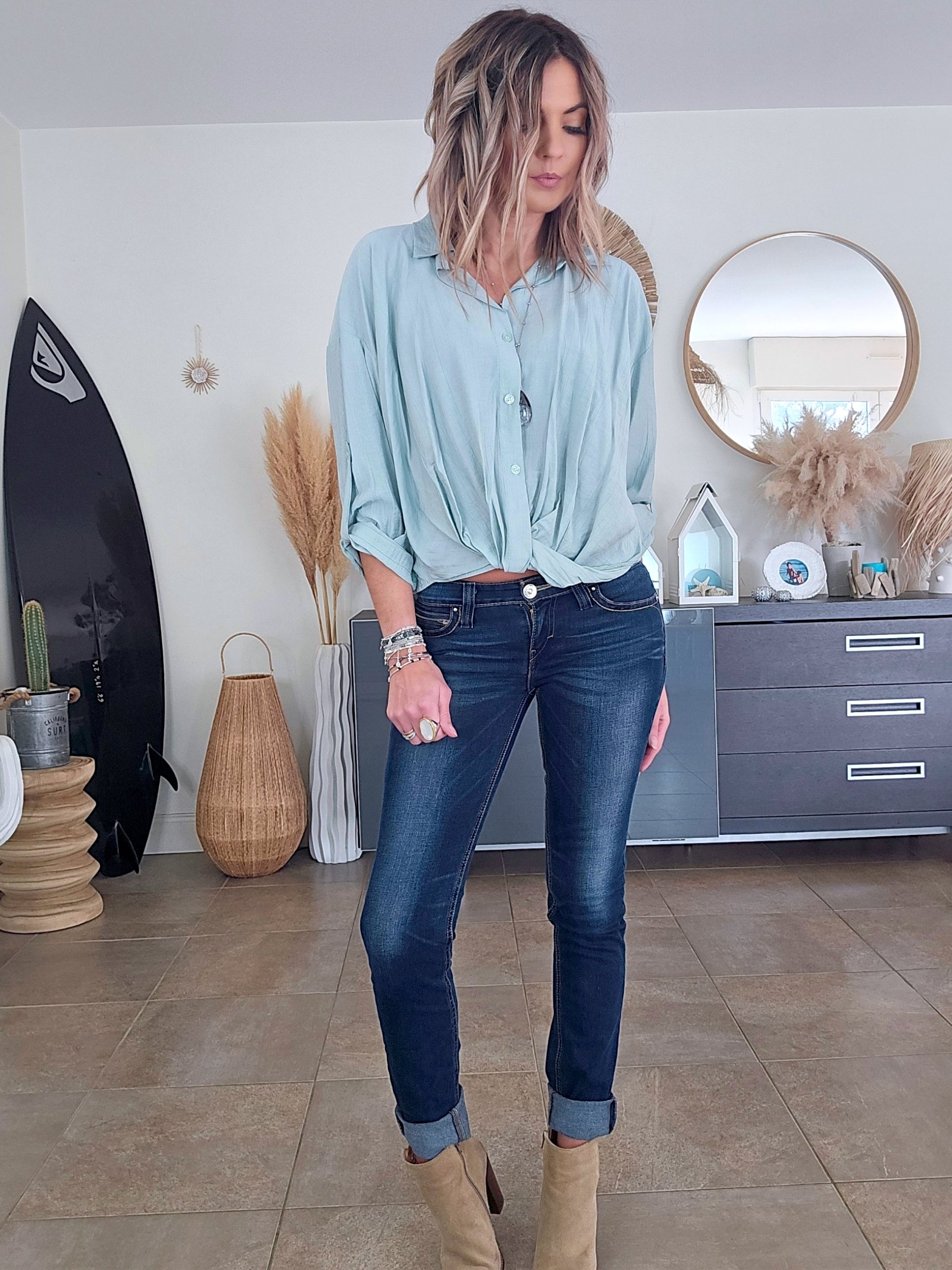 Chemise souple vert d'eau - 𝐌𝐚𝐫𝐢𝐧𝐚𝟒𝟒𝐟𝐚𝐦𝐢𝐥𝐲