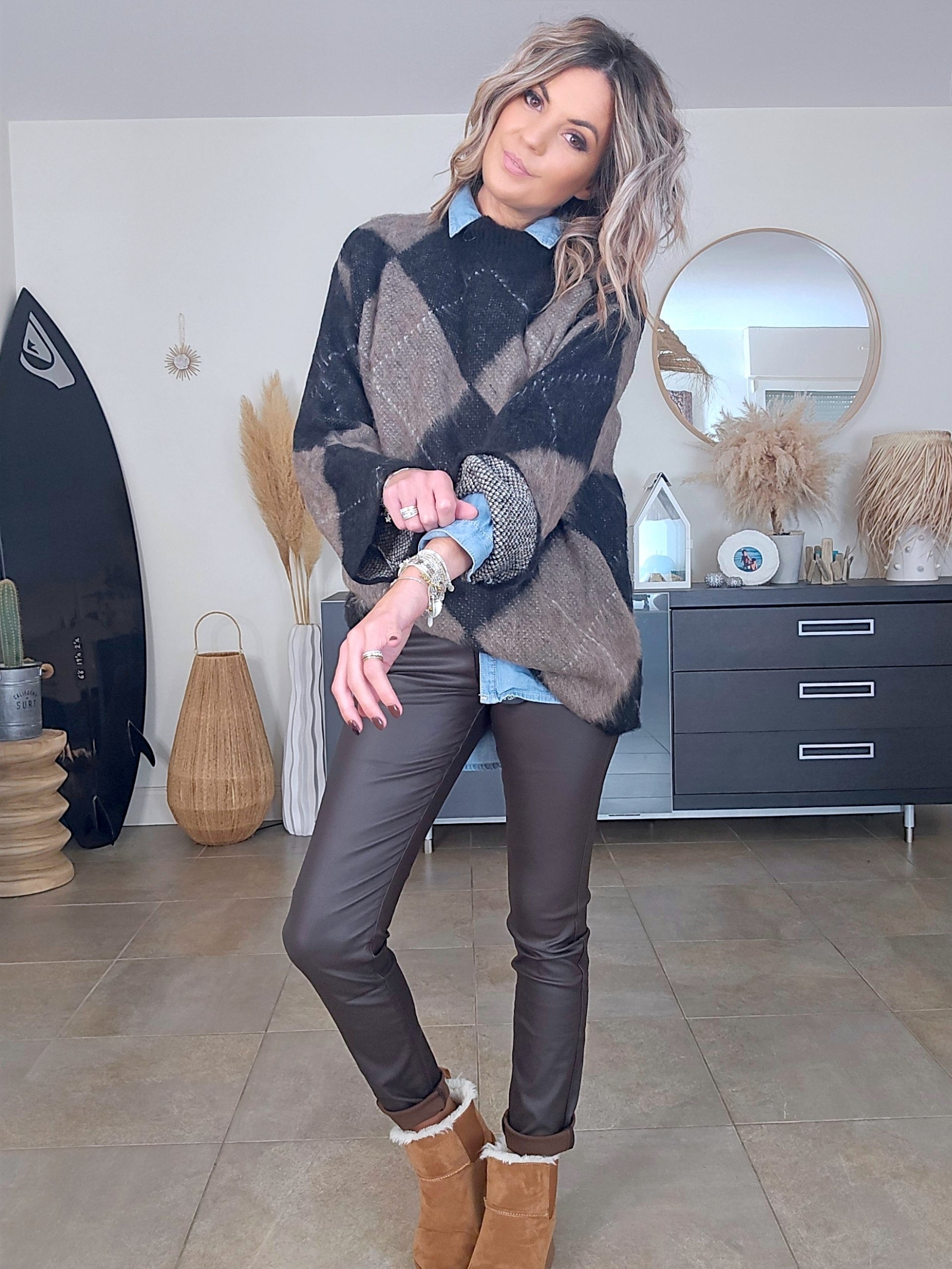 Chemise longue bleue avec inscriptions - 𝐌𝐚𝐫𝐢𝐧𝐚𝟒𝟒𝐟𝐚𝐦𝐢𝐥𝐲