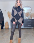 Pull tunique en damier marron taupe - 𝐌𝐚𝐫𝐢𝐧𝐚𝟒𝟒𝐟𝐚𝐦𝐢𝐥𝐲
