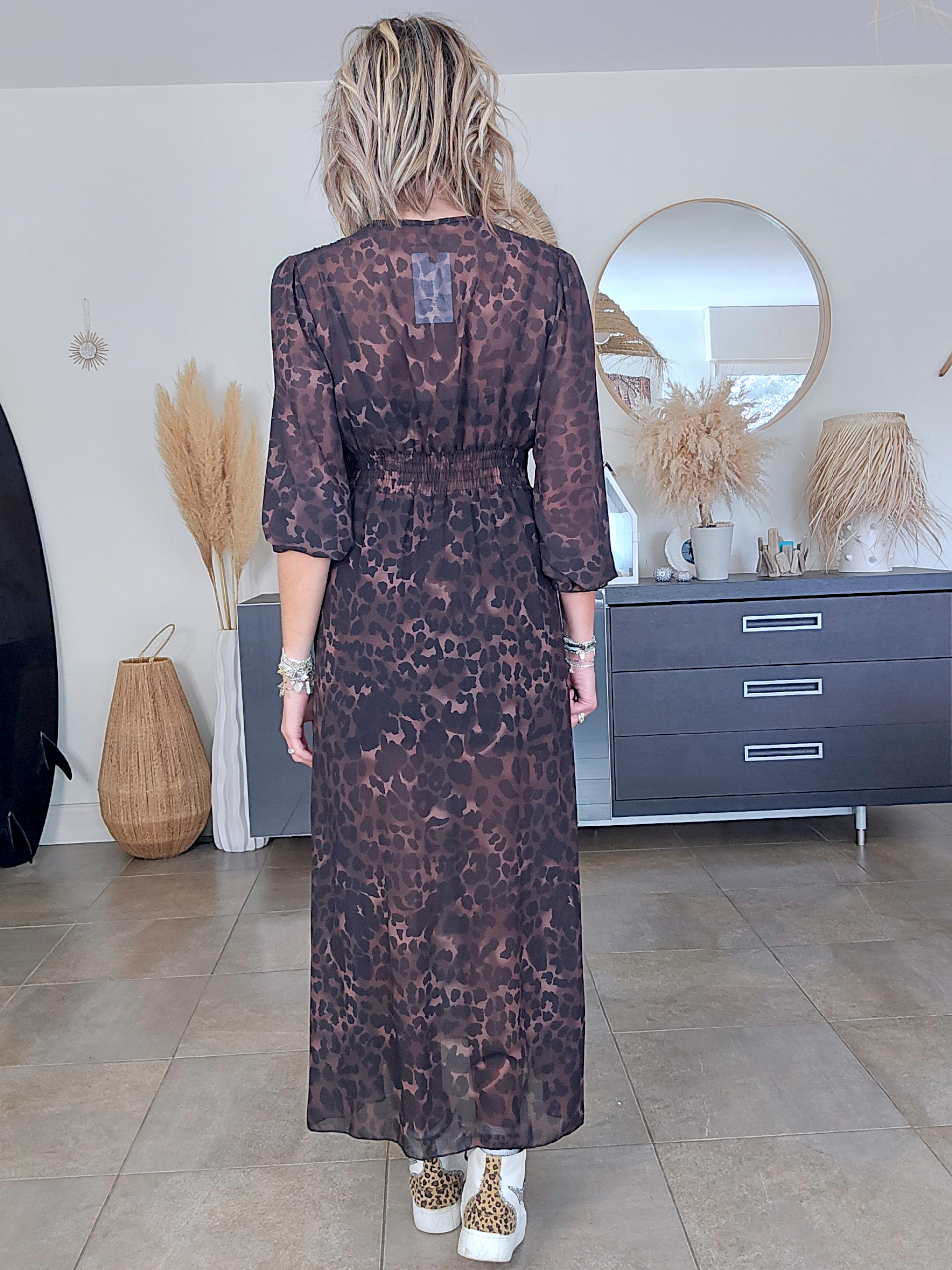 Robe 7/8è à imprimé léopard noir et marron - 𝐌𝐚𝐫𝐢𝐧𝐚𝟒𝟒𝐟𝐚𝐦𝐢𝐥𝐲