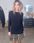Robe noire maille pull à superposition léopard - 𝐌𝐚𝐫𝐢𝐧𝐚𝟒𝟒𝐟𝐚𝐦𝐢𝐥𝐲