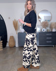 Pantalon ballon à imprimé annimal noir et marron