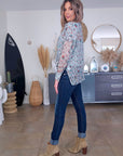 Blouse vert d'eau à imprimé fleuri - 𝐌𝐚𝐫𝐢𝐧𝐚𝟒𝟒𝐟𝐚𝐦𝐢𝐥𝐲