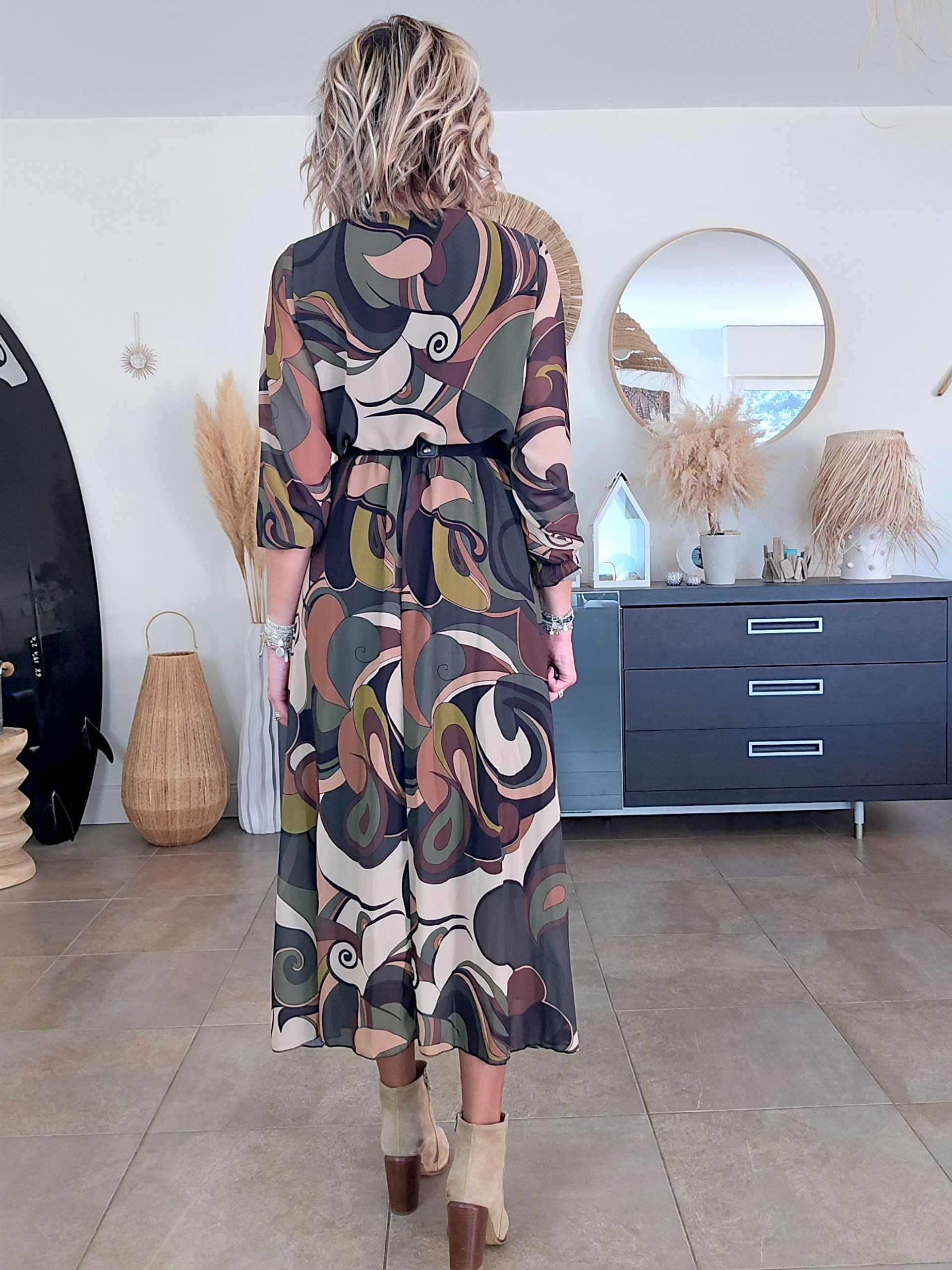 Robe kaki 7/8è à imprimé - 𝐌𝐚𝐫𝐢𝐧𝐚𝟒𝟒𝐟𝐚𝐦𝐢𝐥𝐲
