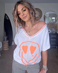 Haut blanc smiley orange fluo - 𝐌𝐚𝐫𝐢𝐧𝐚𝟒𝟒𝐟𝐚𝐦𝐢𝐥𝐲