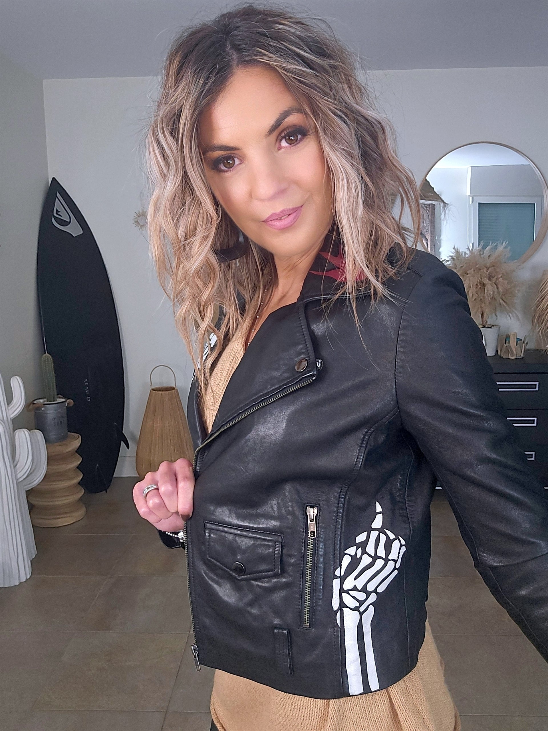 Perfecto noir 100% cuir à tags - 𝐌𝐚𝐫𝐢𝐧𝐚𝟒𝟒𝐟𝐚𝐦𝐢𝐥𝐲