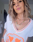 Haut blanc smiley orange fluo - 𝐌𝐚𝐫𝐢𝐧𝐚𝟒𝟒𝐟𝐚𝐦𝐢𝐥𝐲