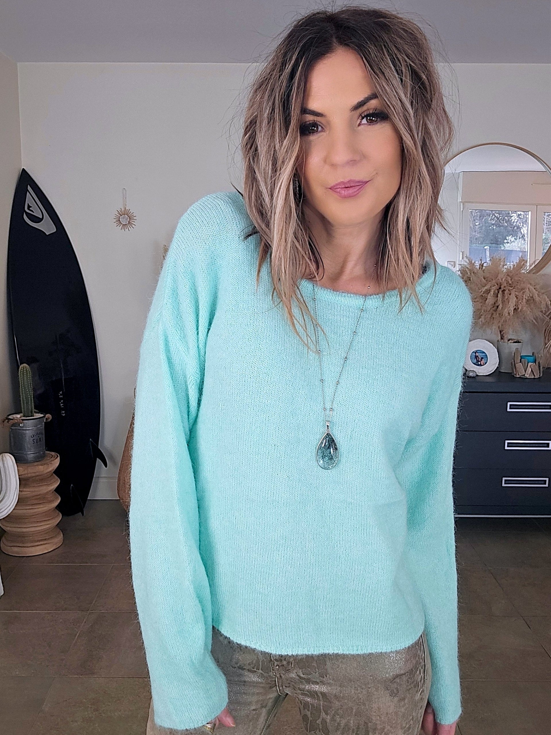 Pull double sens vert d'eau menthe - 𝐌𝐚𝐫𝐢𝐧𝐚𝟒𝟒𝐟𝐚𝐦𝐢𝐥𝐲