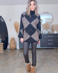 Pull tunique en damier marron taupe - 𝐌𝐚𝐫𝐢𝐧𝐚𝟒𝟒𝐟𝐚𝐦𝐢𝐥𝐲