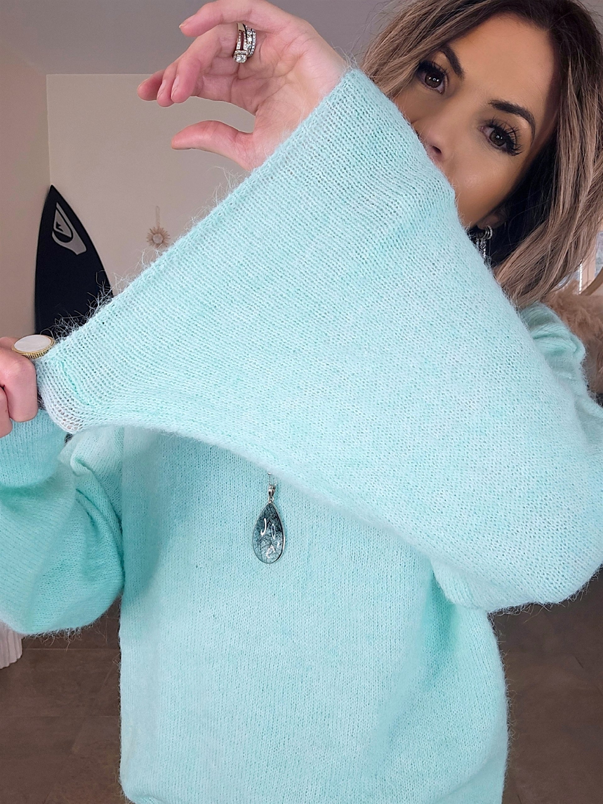 Pull double sens vert d'eau menthe - 𝐌𝐚𝐫𝐢𝐧𝐚𝟒𝟒𝐟𝐚𝐦𝐢𝐥𝐲