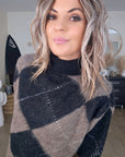 Pull tunique en damier marron taupe - 𝐌𝐚𝐫𝐢𝐧𝐚𝟒𝟒𝐟𝐚𝐦𝐢𝐥𝐲