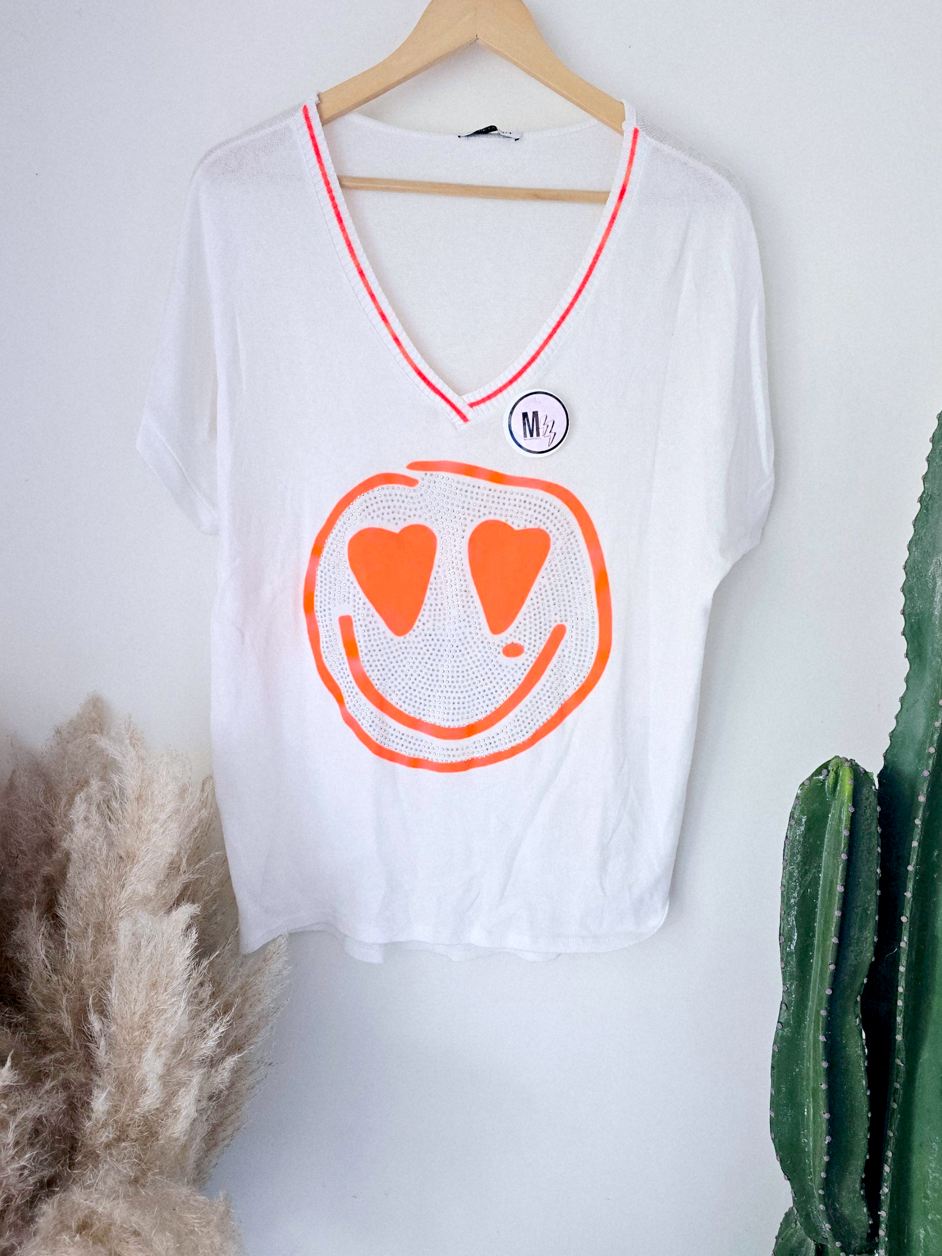 Haut blanc smiley orange fluo - 𝐌𝐚𝐫𝐢𝐧𝐚𝟒𝟒𝐟𝐚𝐦𝐢𝐥𝐲