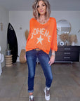 Pull orange fluo bohème - 𝐌𝐚𝐫𝐢𝐧𝐚𝟒𝟒𝐟𝐚𝐦𝐢𝐥𝐲