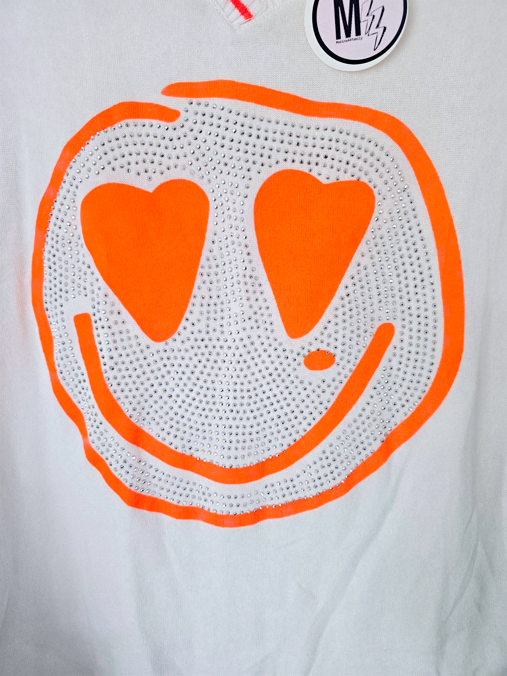 Haut blanc smiley orange fluo - 𝐌𝐚𝐫𝐢𝐧𝐚𝟒𝟒𝐟𝐚𝐦𝐢𝐥𝐲