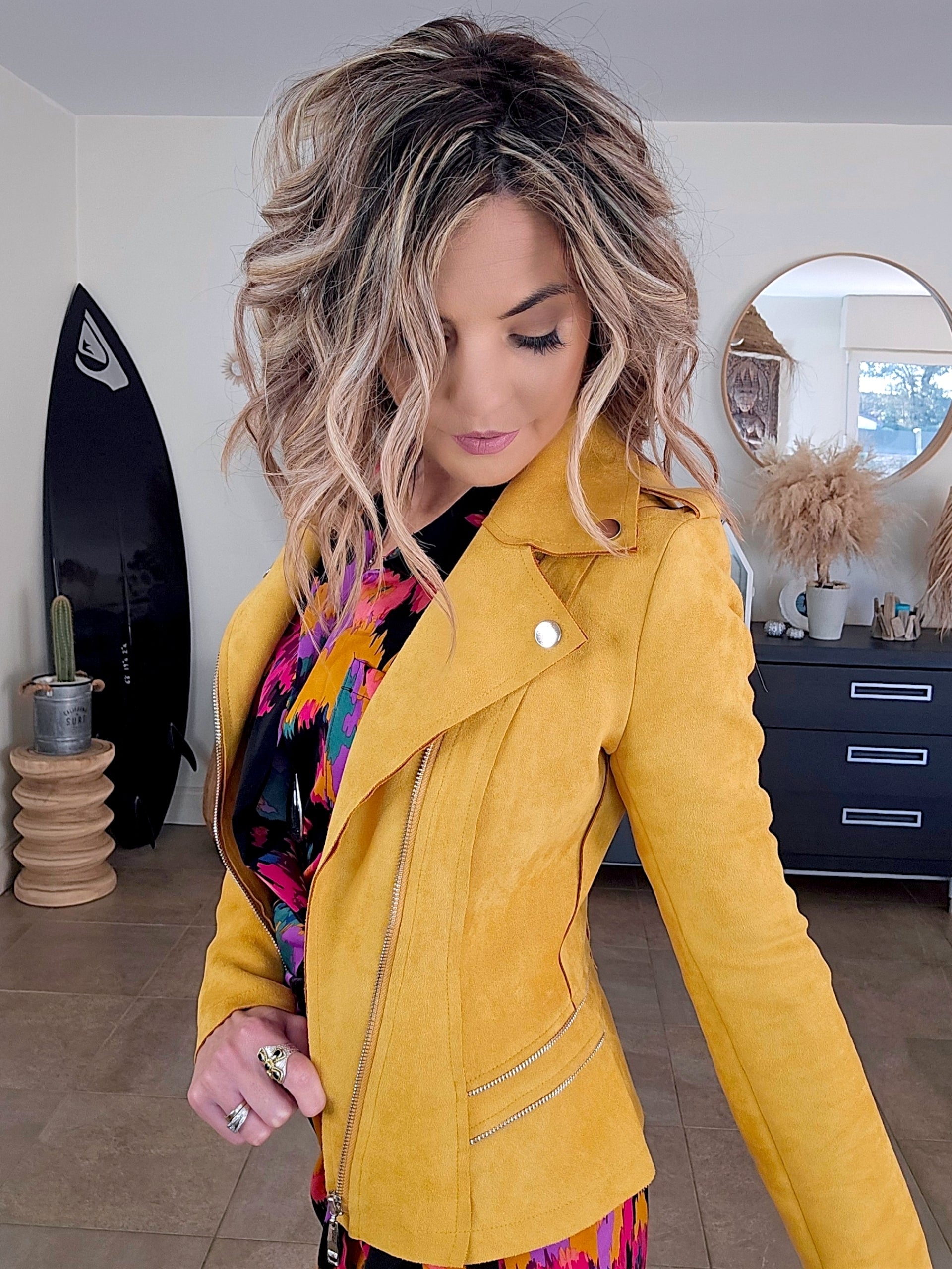 Perfecto suédine jaune - 𝐌𝐚𝐫𝐢𝐧𝐚𝟒𝟒𝐟𝐚𝐦𝐢𝐥𝐲