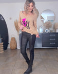 Legging noir bi-matière avec cuir - 𝐌𝐚𝐫𝐢𝐧𝐚𝟒𝟒𝐟𝐚𝐦𝐢𝐥𝐲