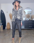 Pantalon slim huilé gris anthracite