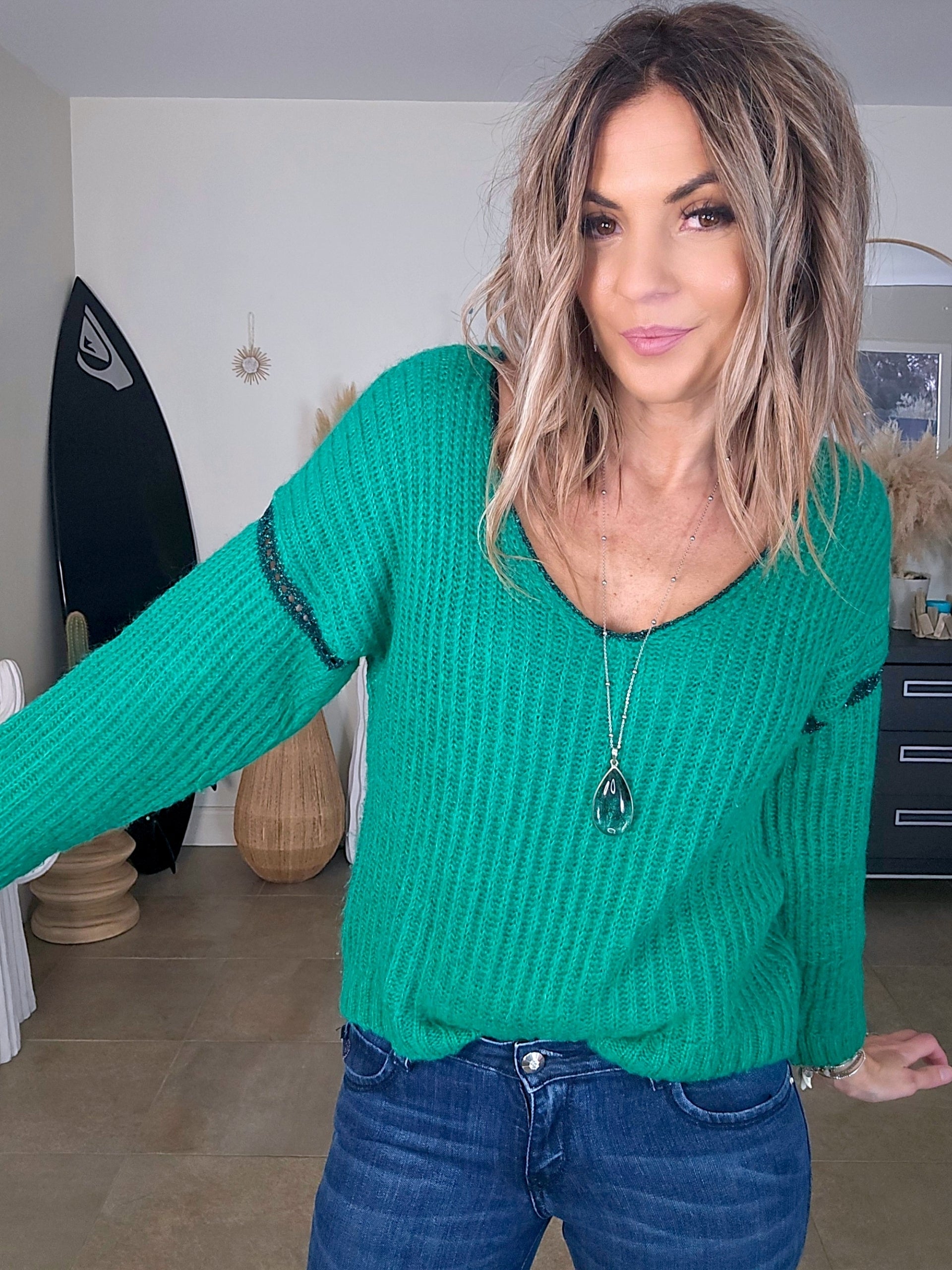 Pull vert à maille douce et chaude - 𝐌𝐚𝐫𝐢𝐧𝐚𝟒𝟒𝐟𝐚𝐦𝐢𝐥𝐲