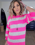 Robe pull rayé rose fluo - 𝐌𝐚𝐫𝐢𝐧𝐚𝟒𝟒𝐟𝐚𝐦𝐢𝐥𝐲