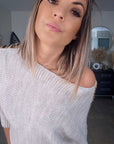 Pull beige à maille ajourée avec bandes latérales léo - 𝐌𝐚𝐫𝐢𝐧𝐚𝟒𝟒𝐟𝐚𝐦𝐢𝐥𝐲